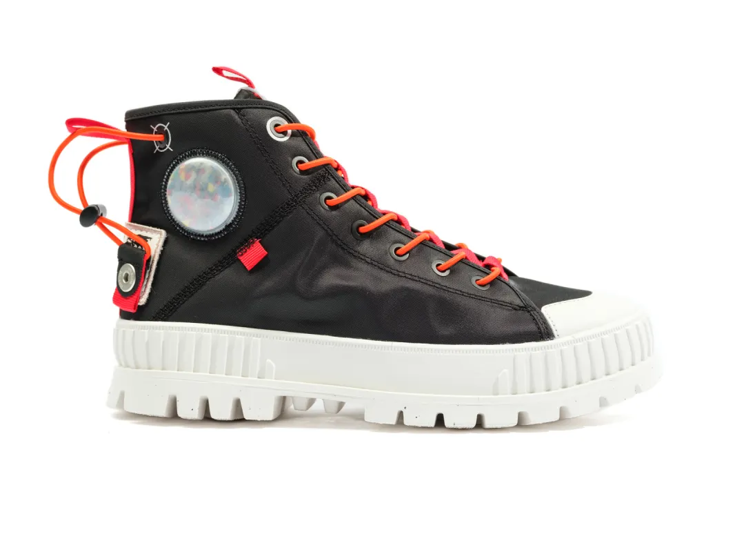 77354-008-M | PALLASHOCK MID TICKET TO EARTH | BLACK/BLACK sold by Palladium Boots