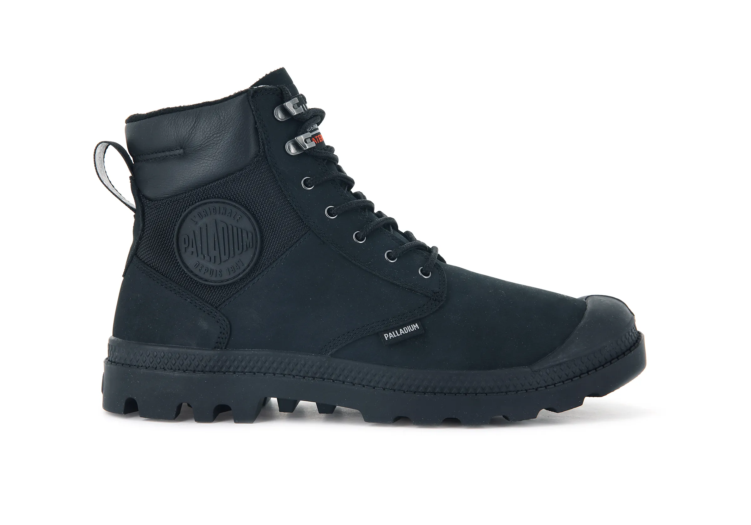 76843-010-M | PAMPA SHIELD WP+ LUX | BLACK/BLACK sold by Palladium Boots