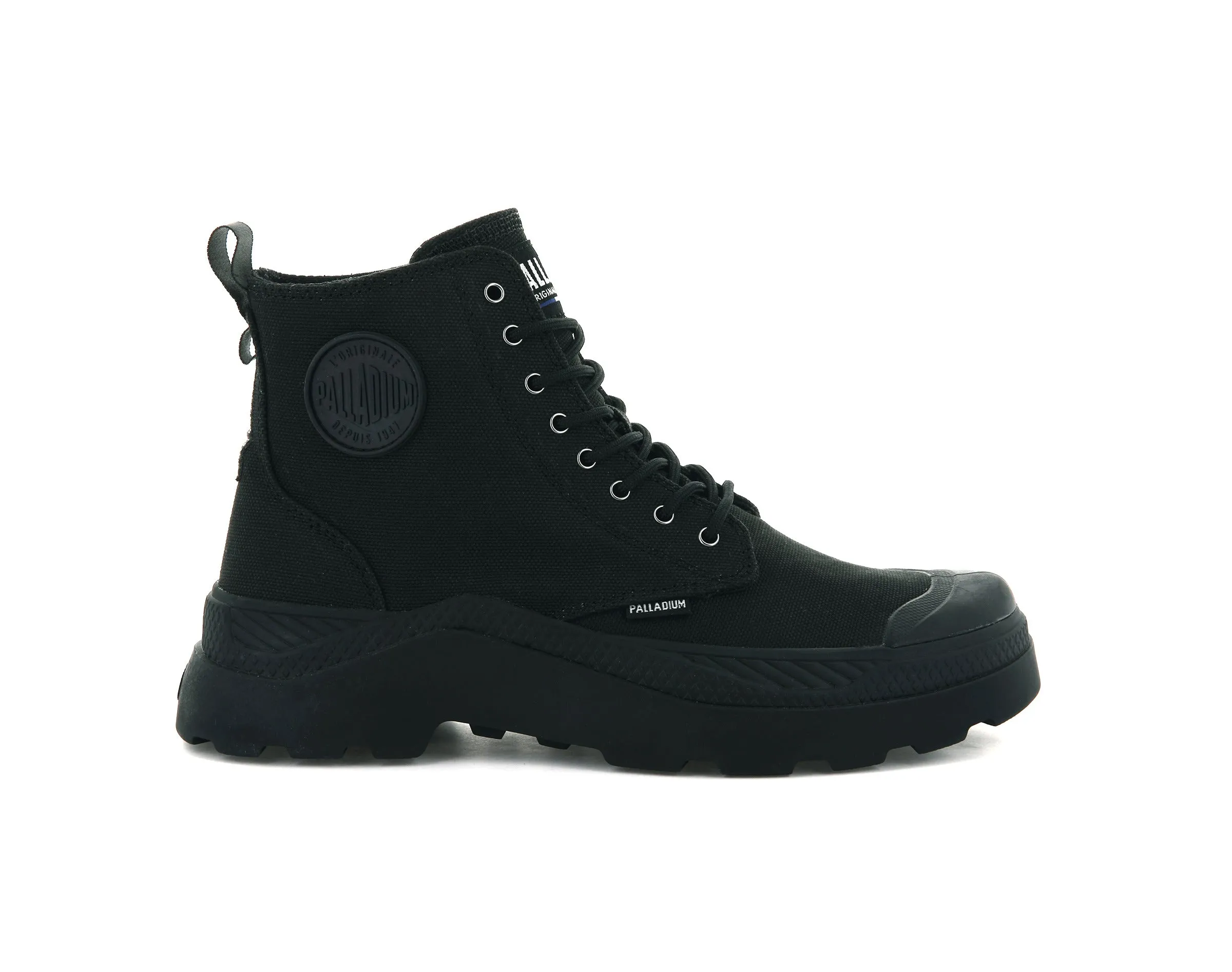 76691-001-M | PALLAKIX HI CANVAS | BLACK/BLACK sold by Palladium Boots