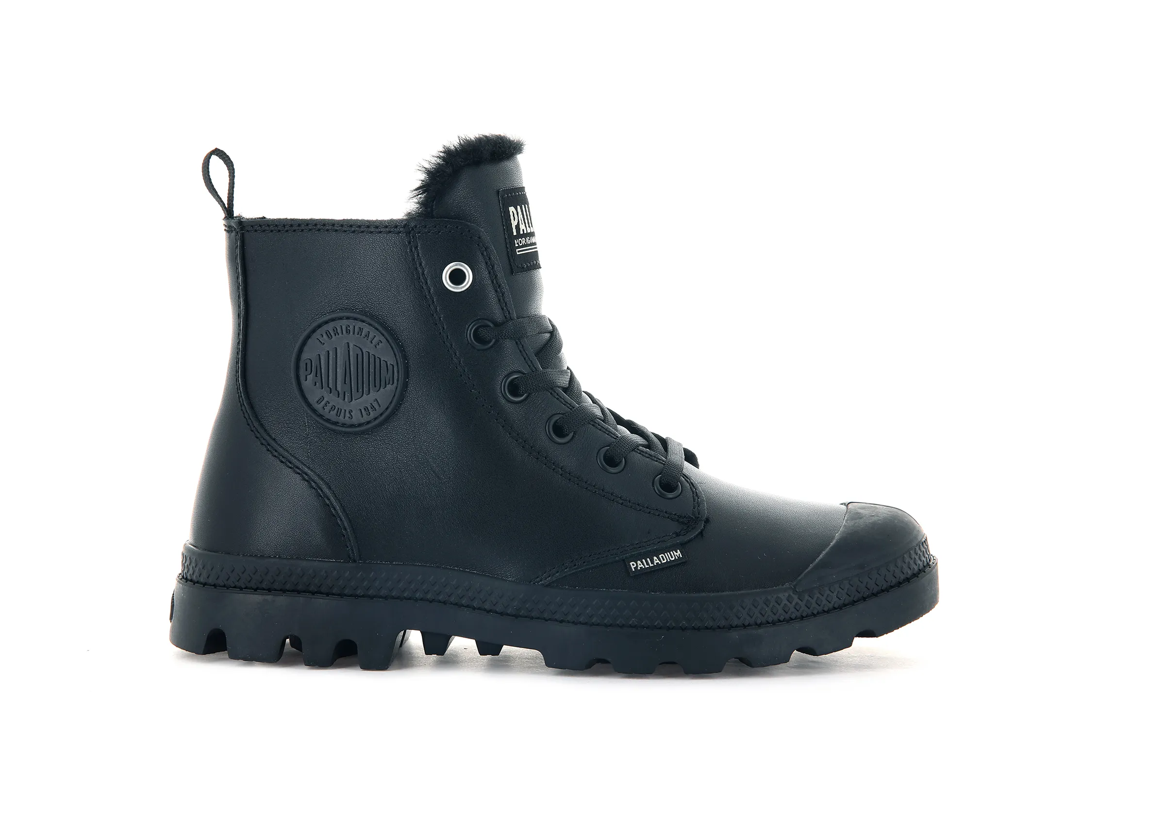 97223-010-M | PAMPA HI ZIP LEATHER S | BLACK/BLACK sold by Palladium Boots