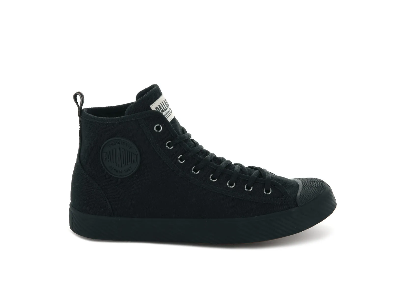 75956-010-M | PALLAPHOENIX MID CANVAS | BLACK/BLACK sold by Palladium Boots