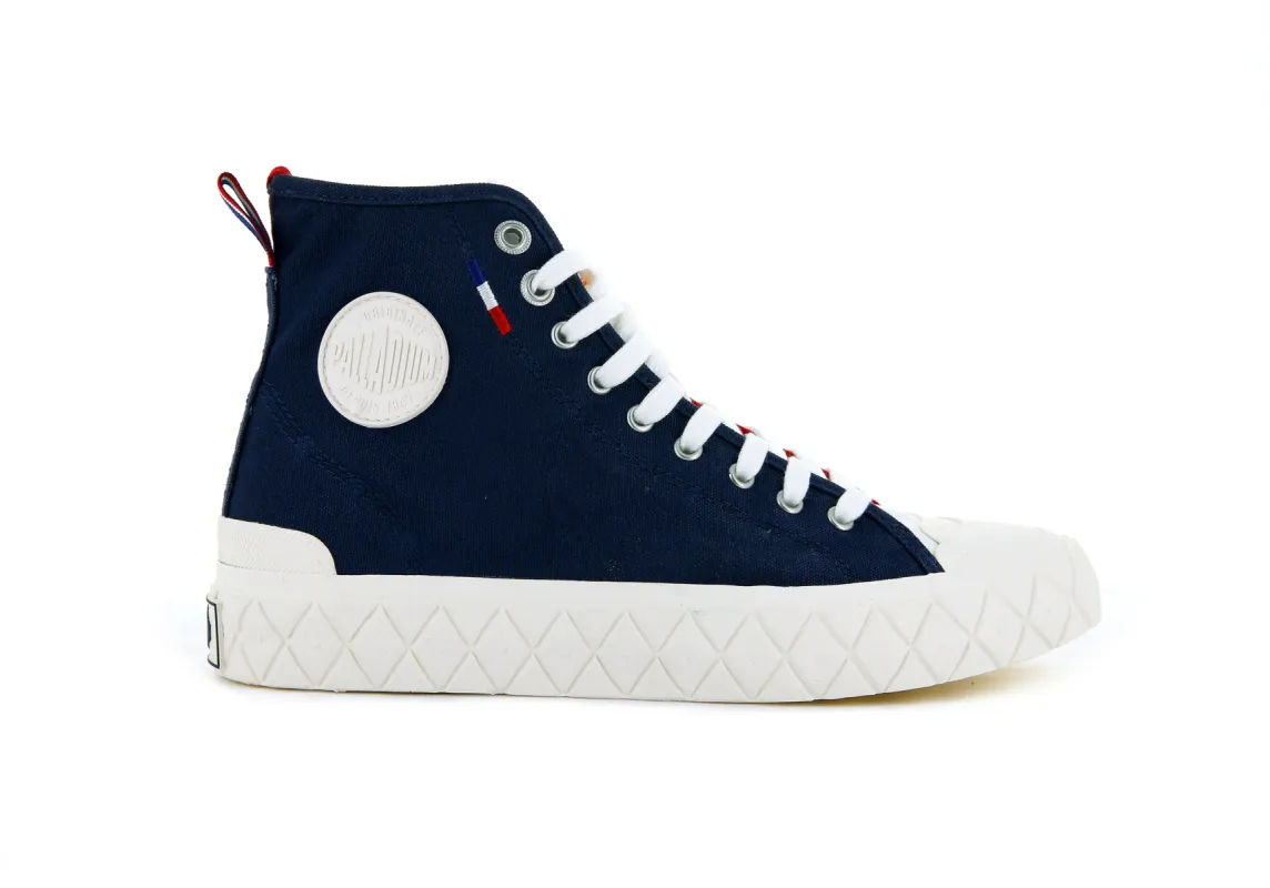 77015-402-M | PALLA ACE CANVAS MID | MOOD INDIGO/CHILI PEPPER sold by Palladium Boots