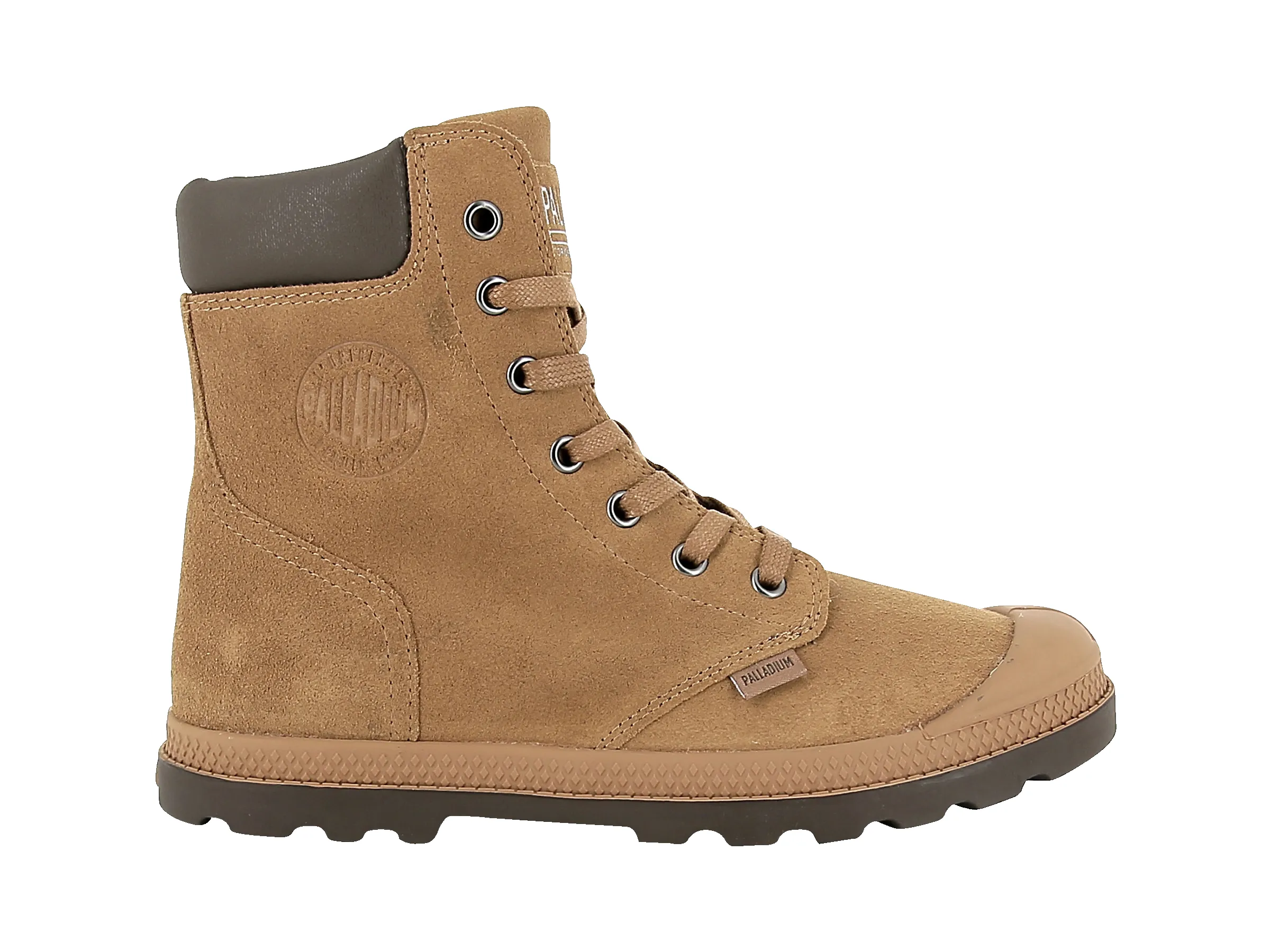 95552-234-M | WOMENS PAMPA HI KNIT LP SUE | BROWN SUGAR/SLATE BLACK sold by Palladium Boots