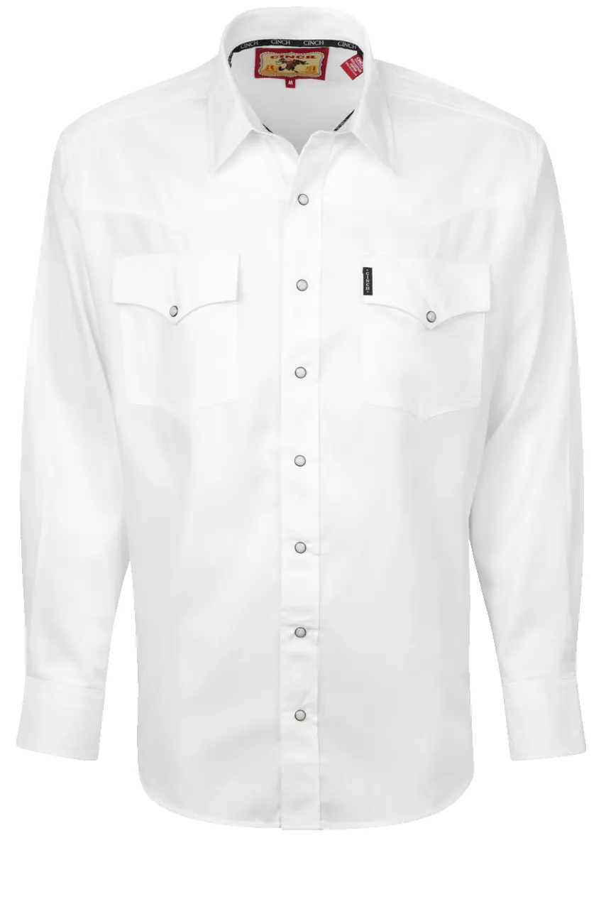 Cinch Herringbone Snap Front Shirt - Solid White sold by Pinto Ranch