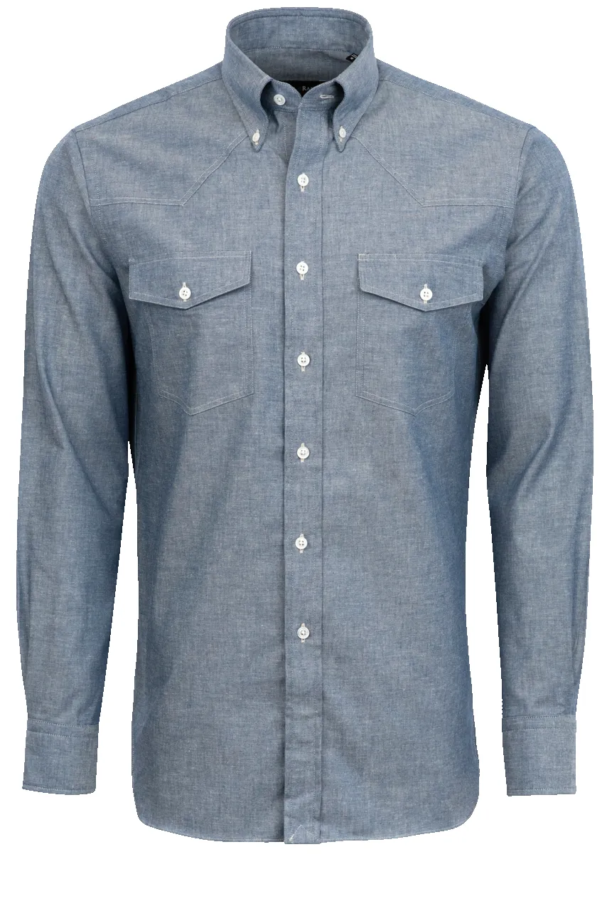Pinto Ranch YY Collection Button-Front Shirt - Blue Chambray sold by Pinto Ranch