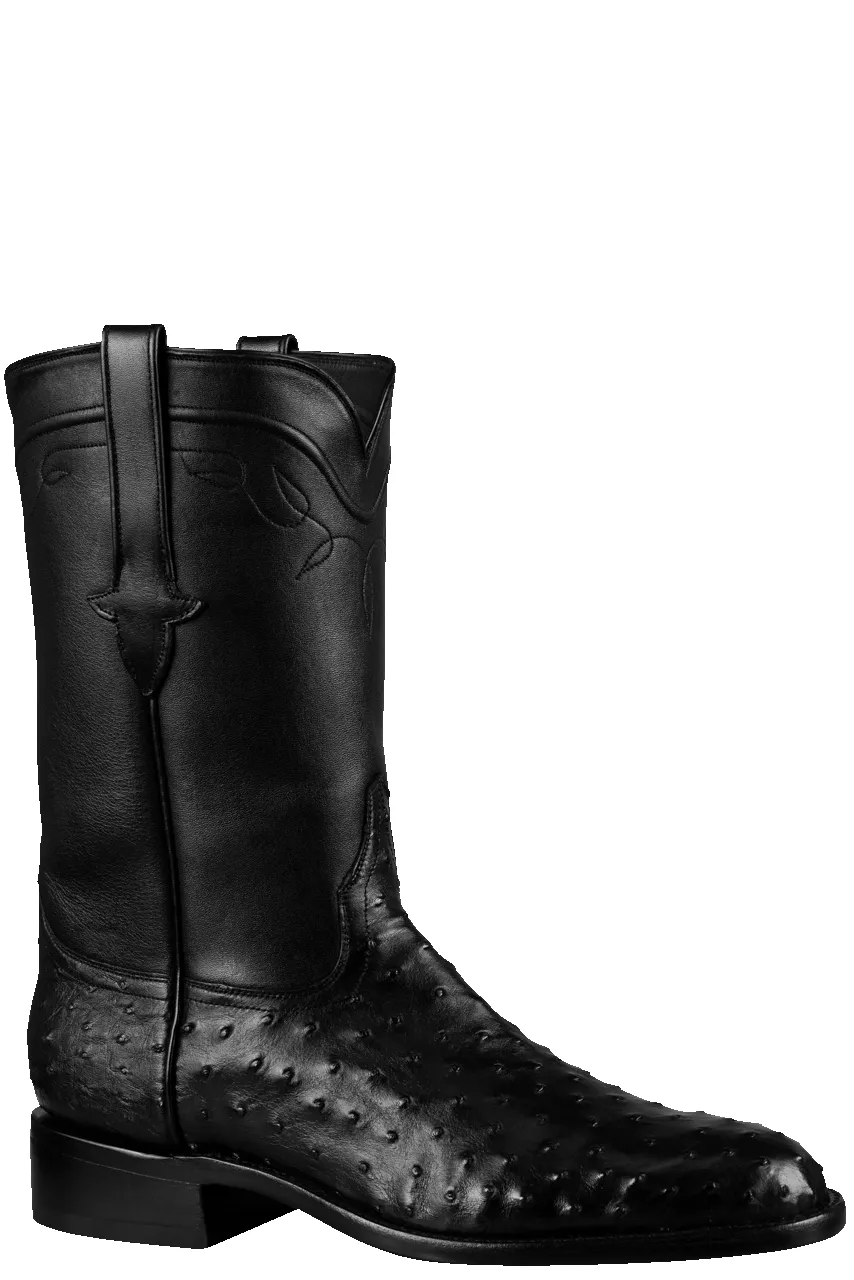 Stallion Men's Full Quill Ostrich Roper Boots - Black sold by Pinto Ranch product image thumbnail 2