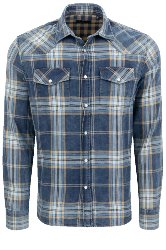 Garnet Snap Front Shirt - Indigo Plaid sold by Pinto Ranch