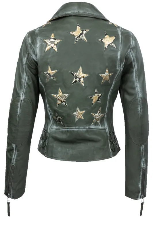 Mauritius Christy Olive Lamb Leather Jacket sold by Pinto Ranch