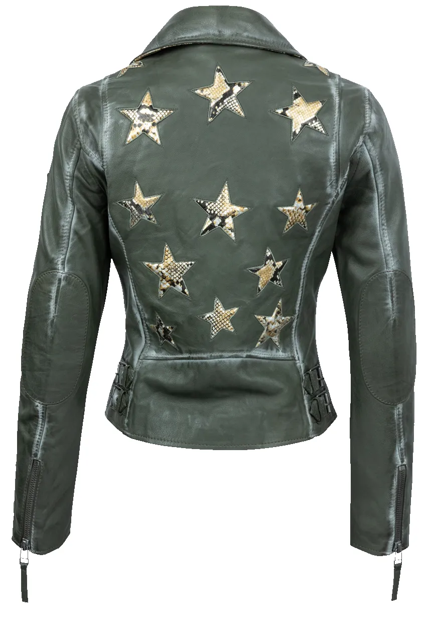 Mauritius Christy Olive Lamb Leather Jacket sold by Pinto Ranch