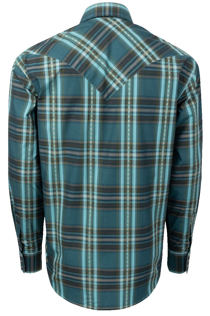 Stetson Men's Classic Plaid Snap Front Shirt - Blue/Green sold by Pinto Ranch product image thumbnail 2