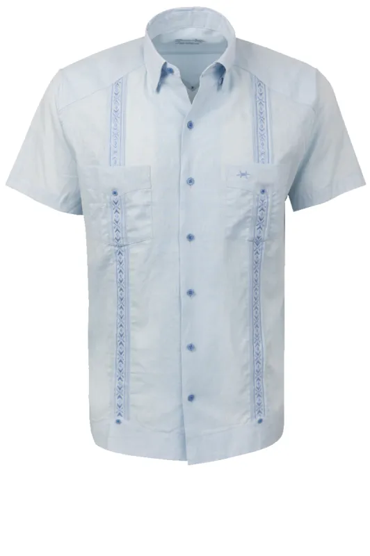 Texas Standard Tejas Guayabera Shirt - Sky Blue sold by Pinto Ranch
