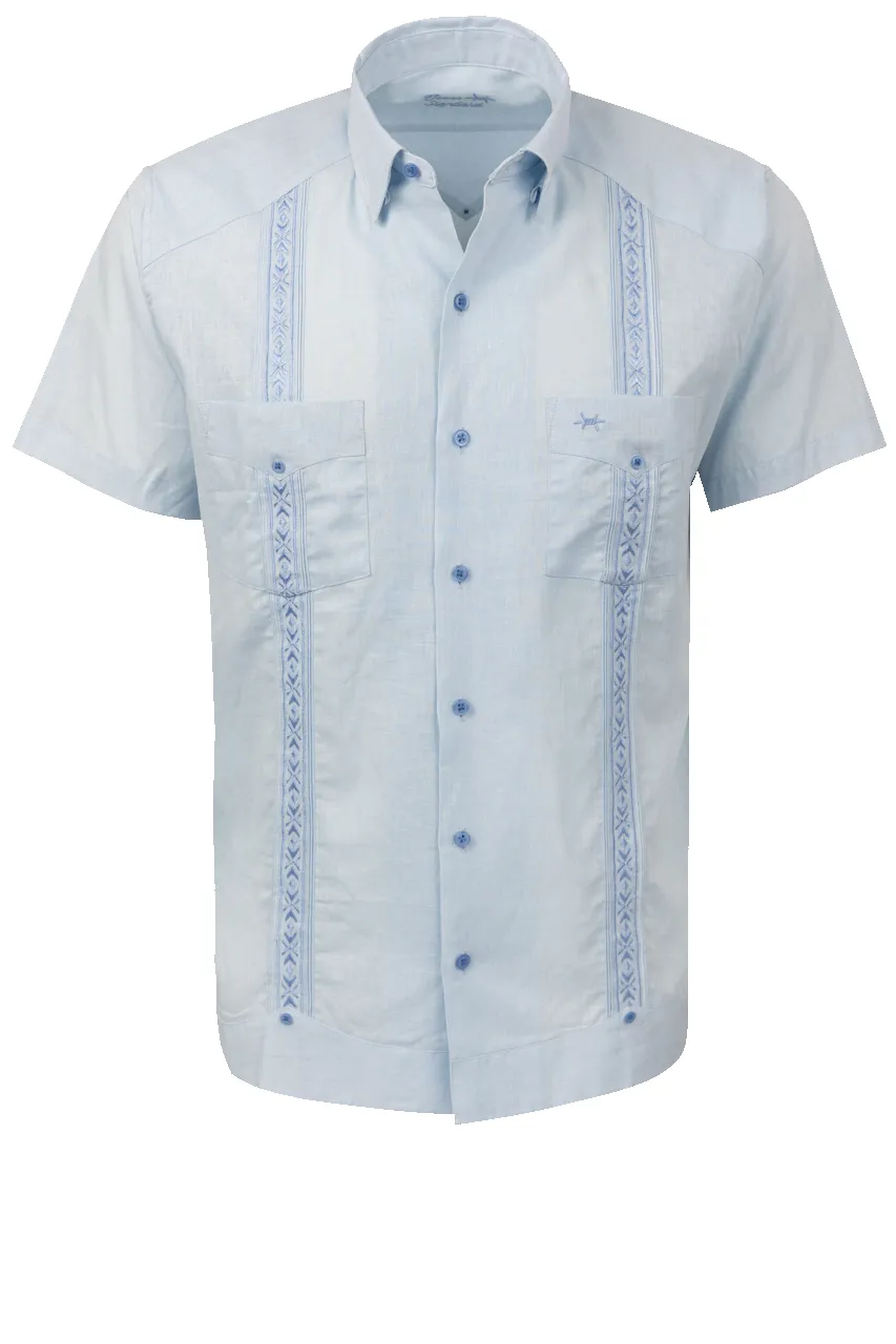 Texas Standard Tejas Guayabera Shirt - Sky Blue sold by Pinto Ranch