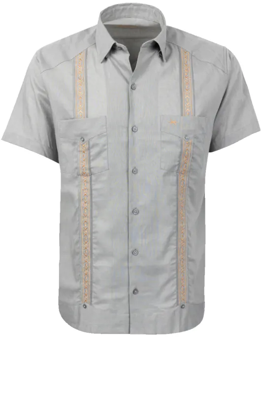 Texas Standard Tejas Guayabera Shirt - Gray sold by Pinto Ranch