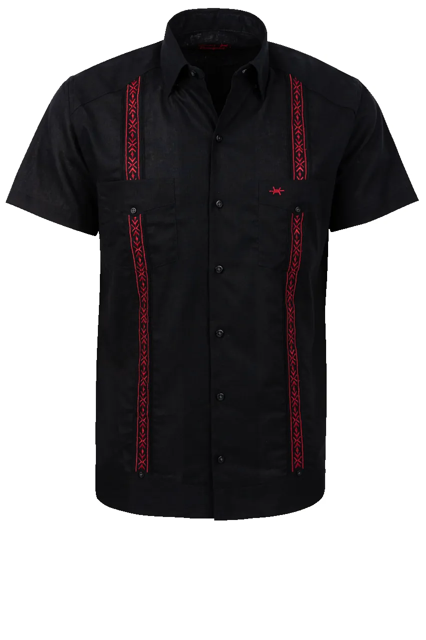 Texas Standard Tejas Guayabera Shirt - Red/Black sold by Pinto Ranch