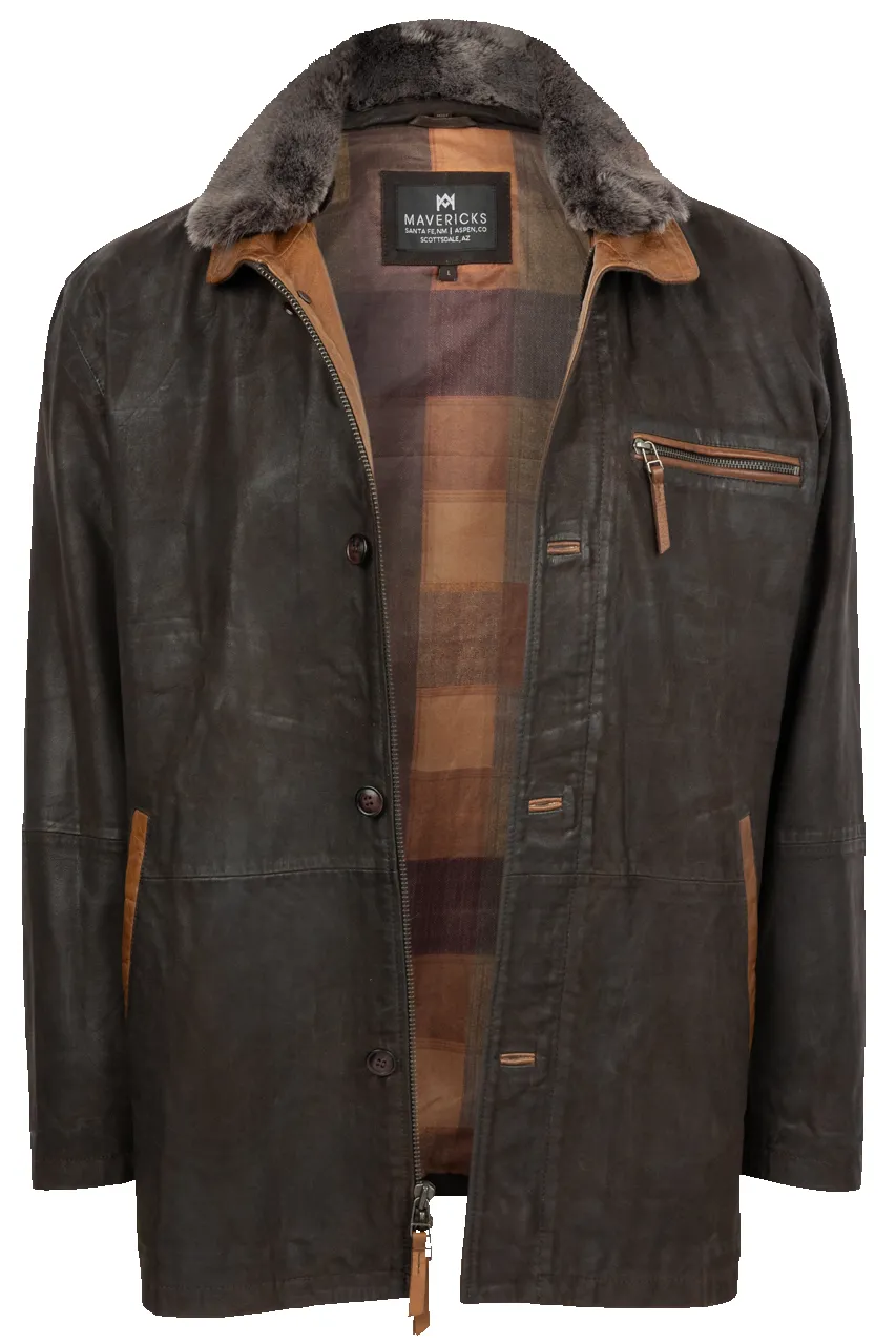 Maverick's Chocolate Lambskin Leather Jacket sold by Pinto Ranch