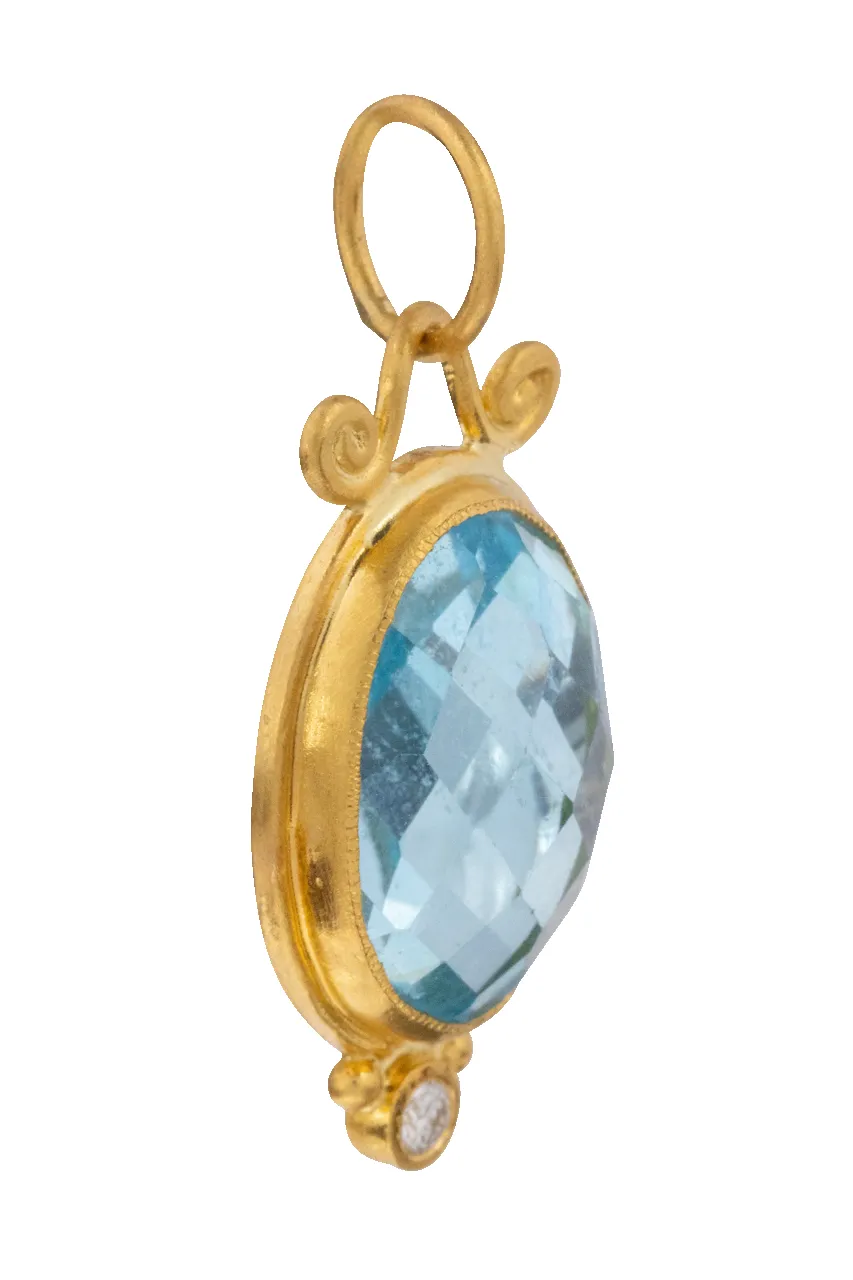 Blue Topaz & Diamond Round Pendant sold by Pinto Ranch product image thumbnail 2