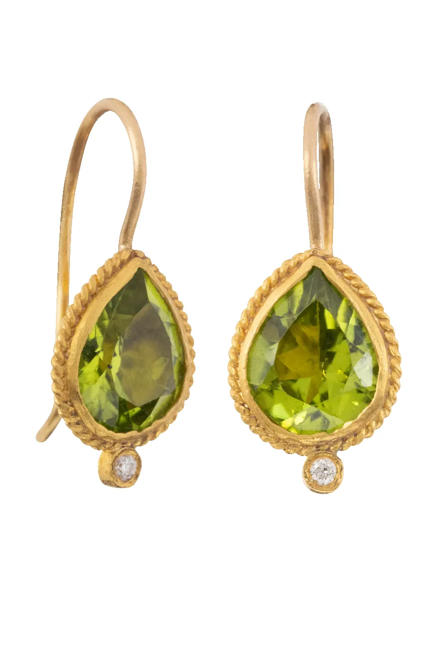Pear Cut Peridot Drop Earrings sold by Pinto Ranch
