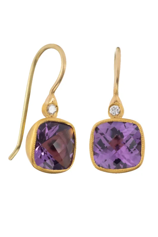 Amethyst & Diamond Drop Earrings sold by Pinto Ranch