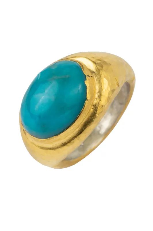 Sleeping Beauty Turquoise & Gold Ring sold by Pinto Ranch