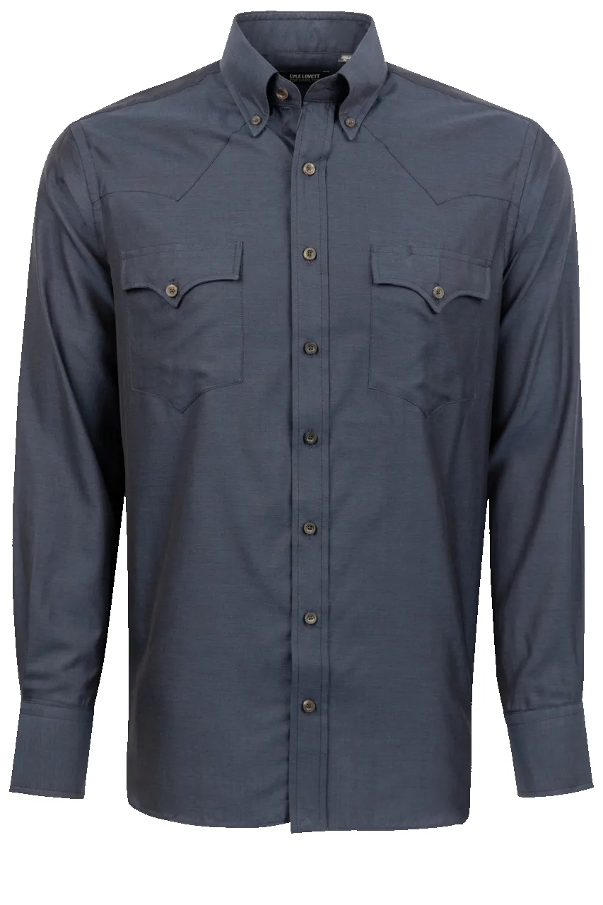 Lyle Lovett for Hamilton Button-Front Shirt - Dark Navy sold by Pinto Ranch