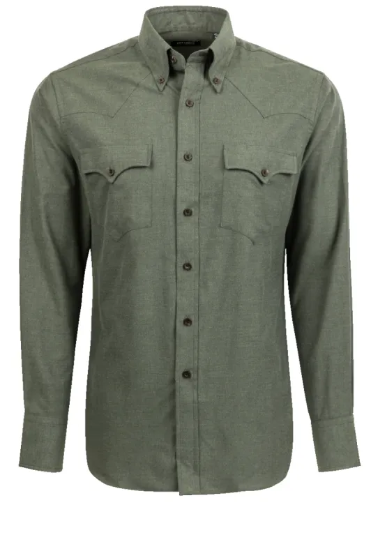 Lyle Lovett for Hamilton Button-Front Shirt - Green Melange sold by Pinto Ranch