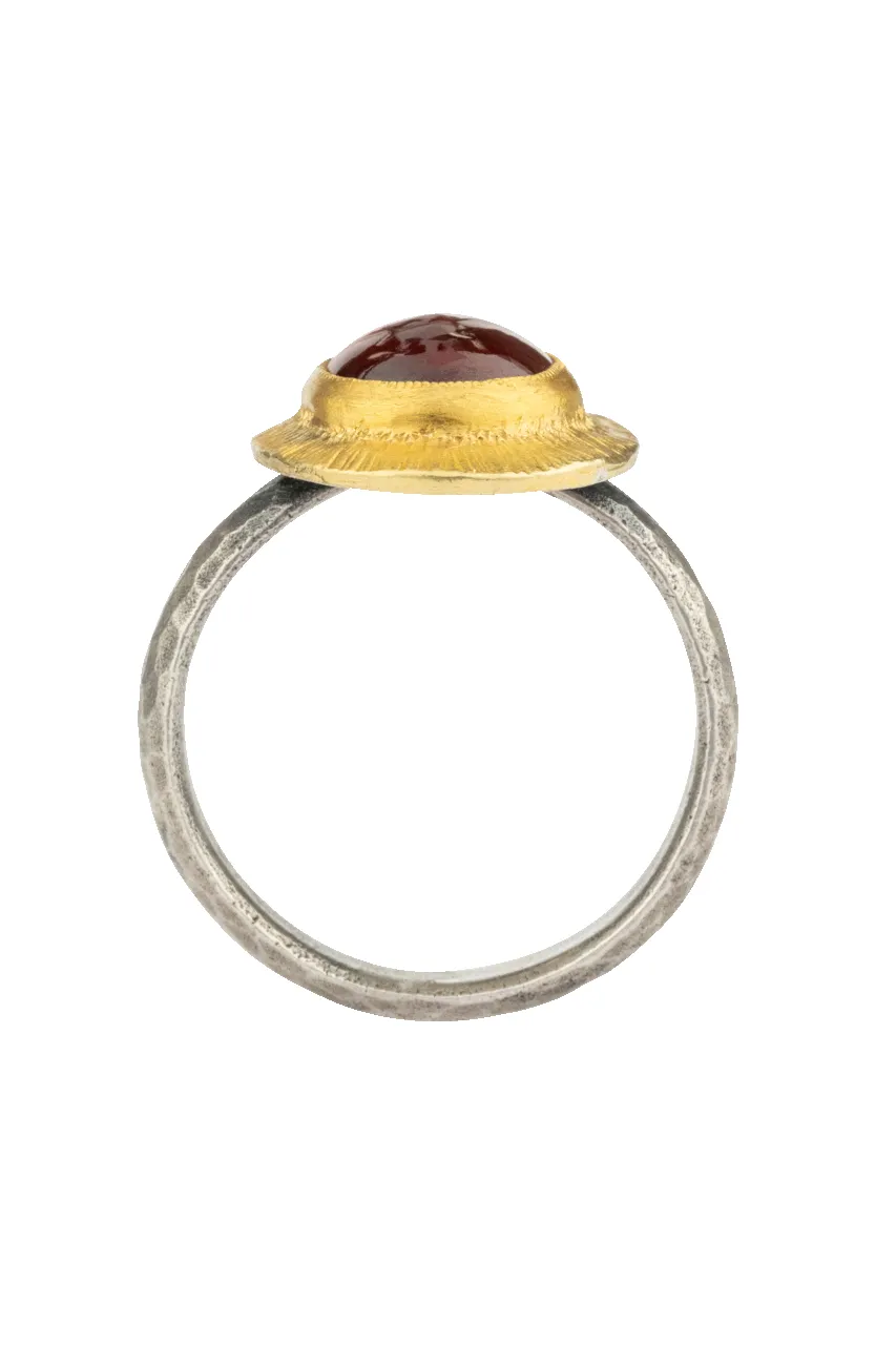 Red Garnet & 24K Gold Oval Ring sold by Pinto Ranch product image thumbnail 2