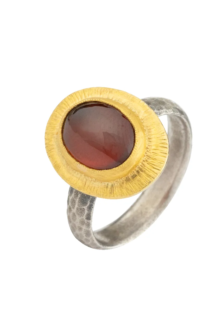 Red Garnet & 24K Gold Oval Ring sold by Pinto Ranch