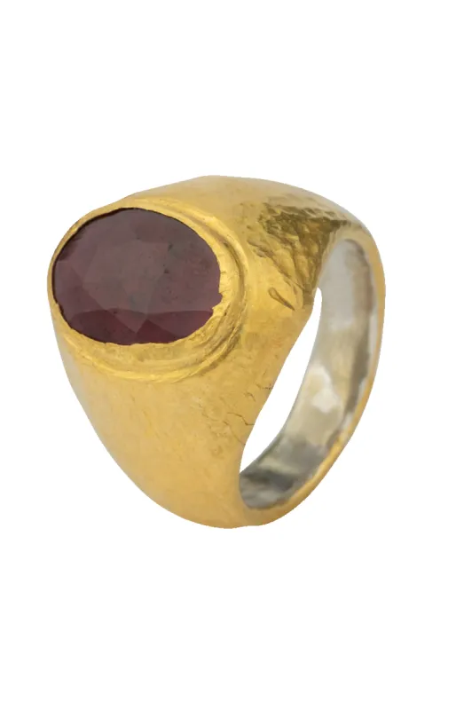 Red Garnet & 24K Gold Ring sold by Pinto Ranch