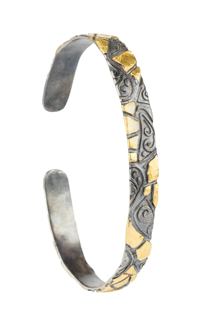Silver & Gold Swirl Cuff Bracelet sold by Pinto Ranch product image thumbnail 3