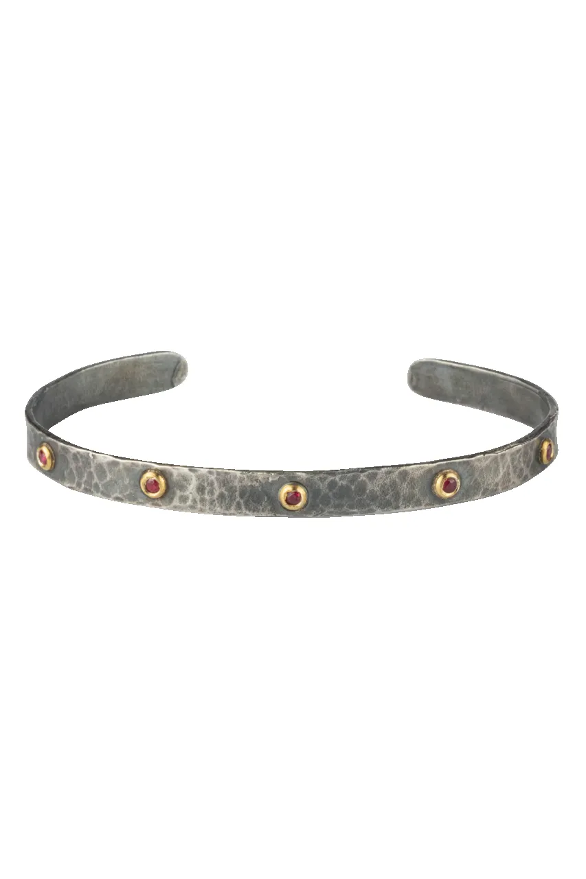 Ruby & Silver Dainty Cuff Bracelet sold by Pinto Ranch