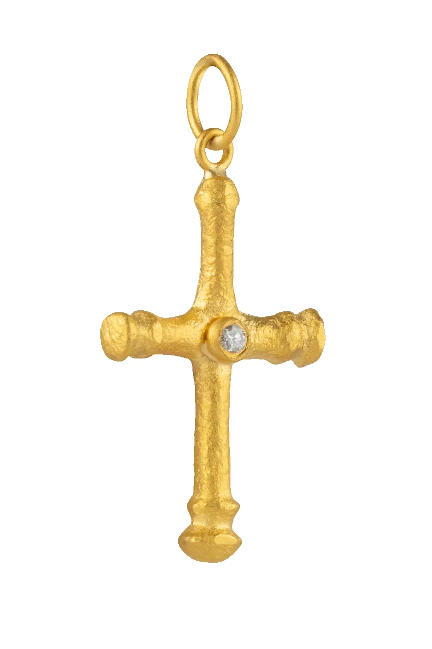 24K Yellow Gold & Diamond Cross Pendant sold by Pinto Ranch product image thumbnail 2