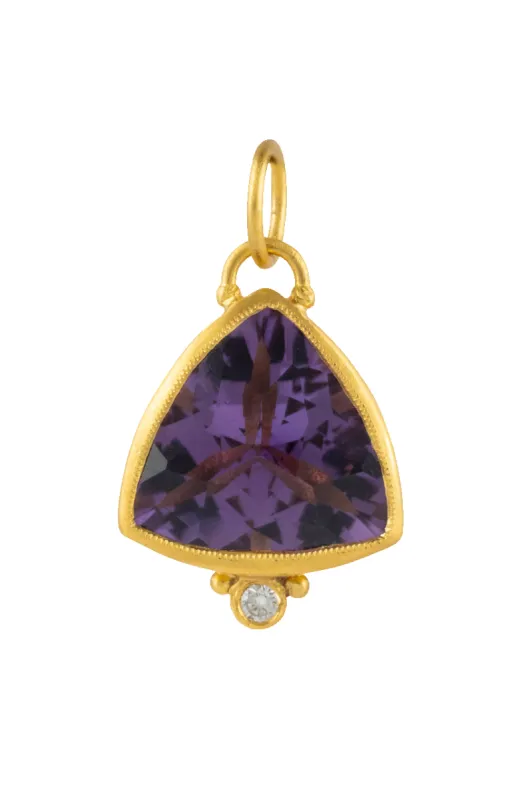 Trillion Cut Amethyst & Diamond Pendant sold by Pinto Ranch