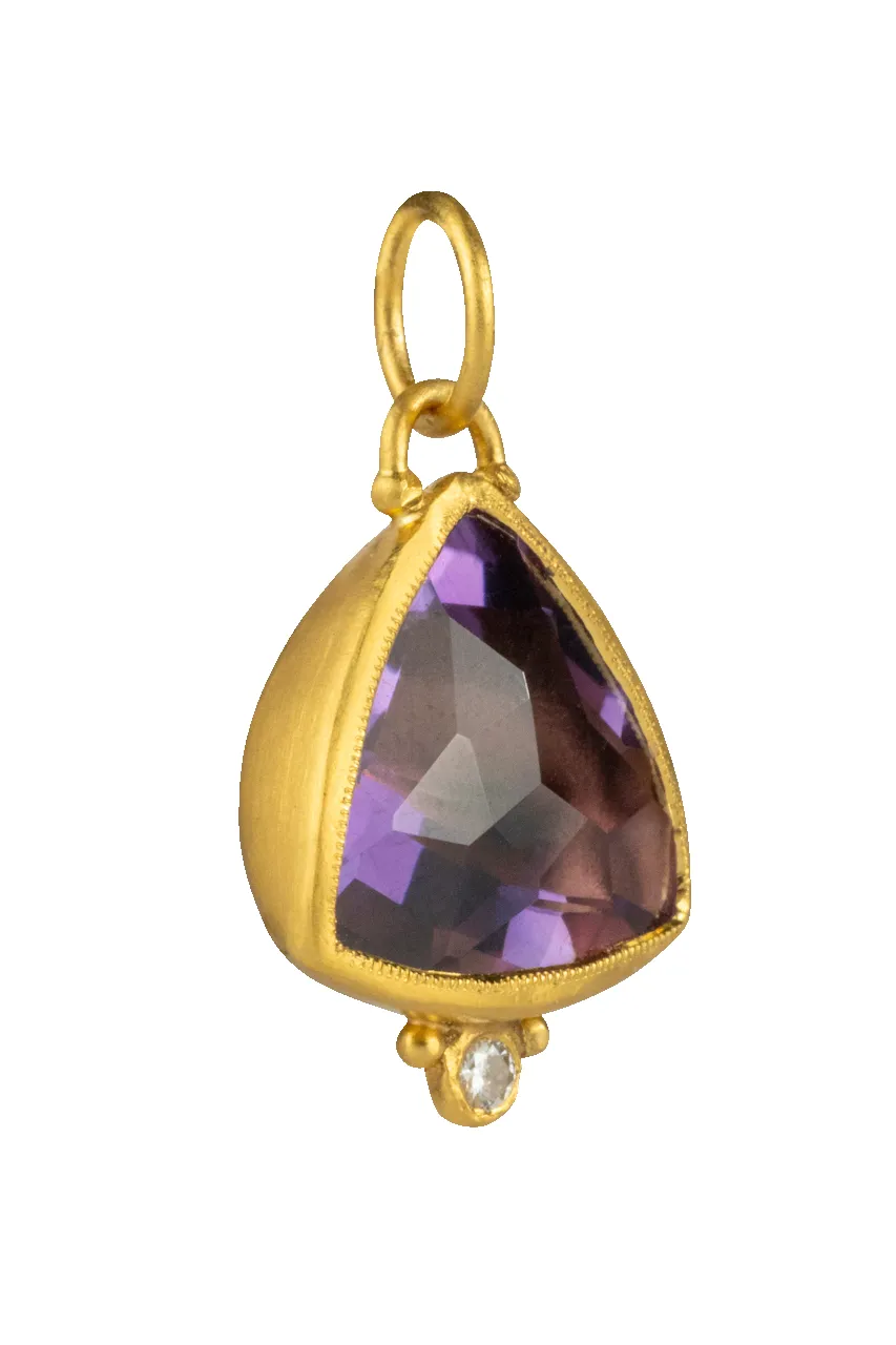 Trillion Cut Amethyst & Diamond Pendant sold by Pinto Ranch product image thumbnail 2