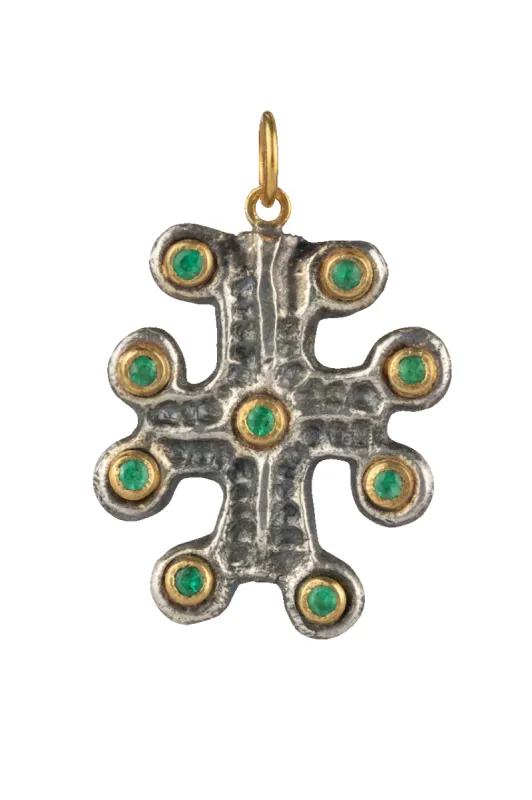 Emerald & Gold Cross Pendant sold by Pinto Ranch