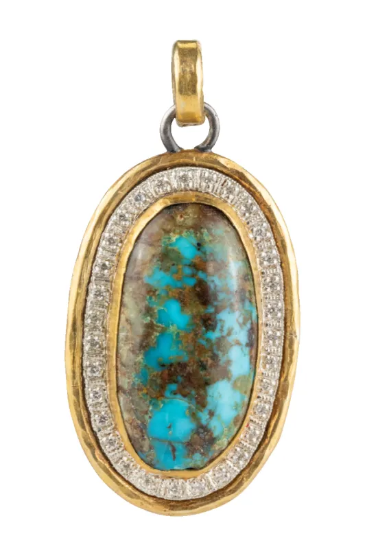 Bisbee Turquoise & Diamond Pendant sold by Pinto Ranch