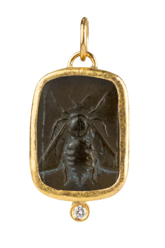 Carved Black Onyx & Round Diamond Pendant sold by Pinto Ranch