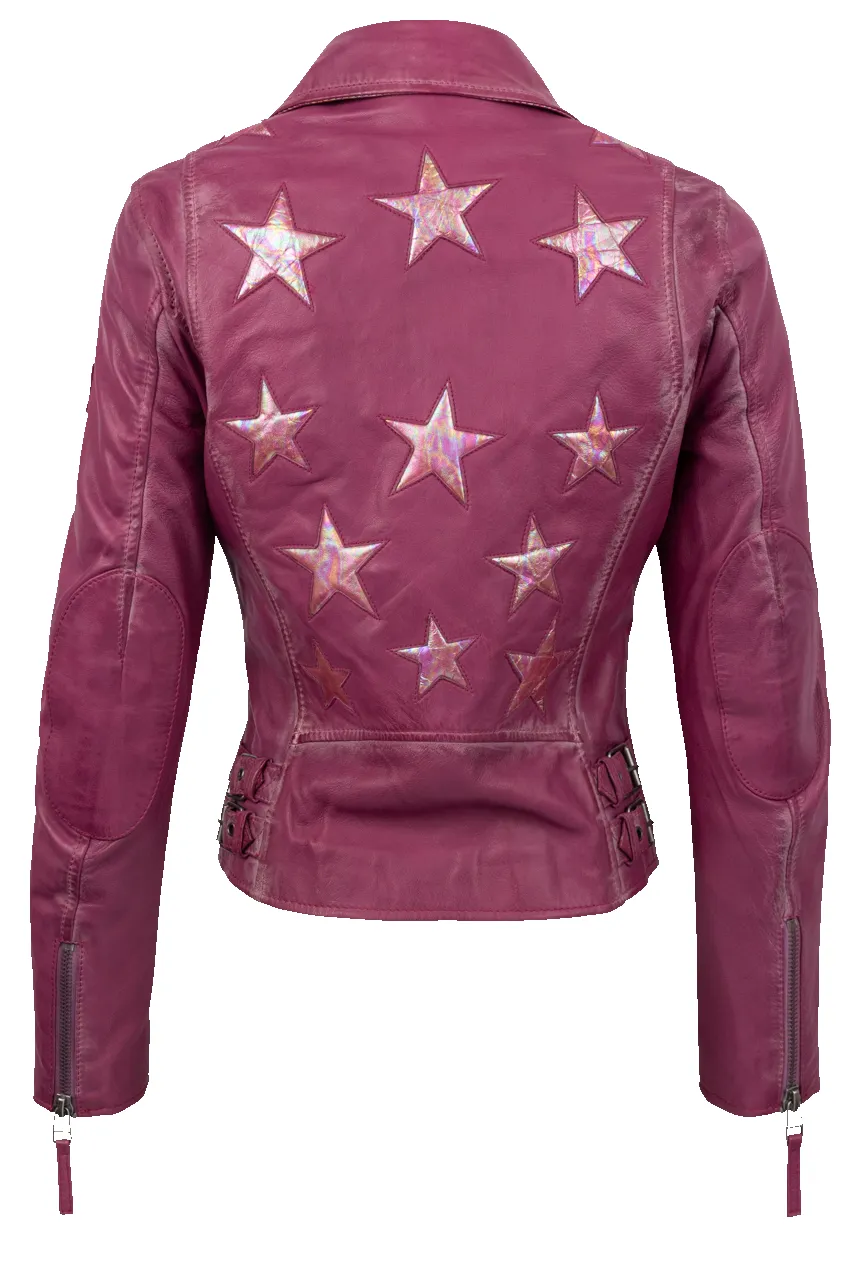 Mauritius Christy Dark Pink Lamb Leather Jacket sold by Pinto Ranch