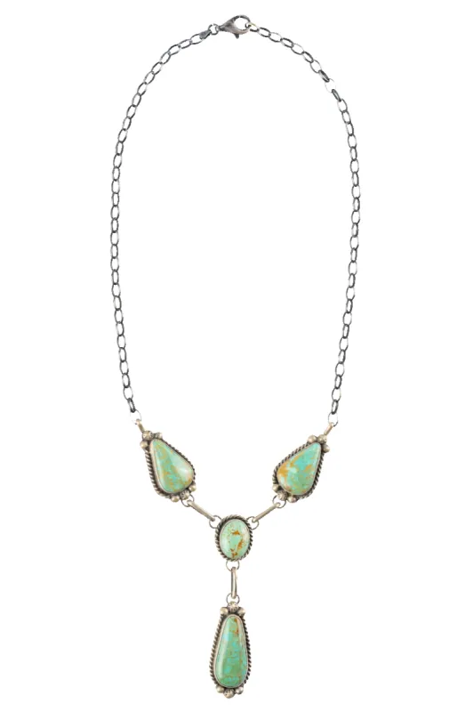 Cerrillos Turquoise & Silver Drop Necklace sold by Pinto Ranch