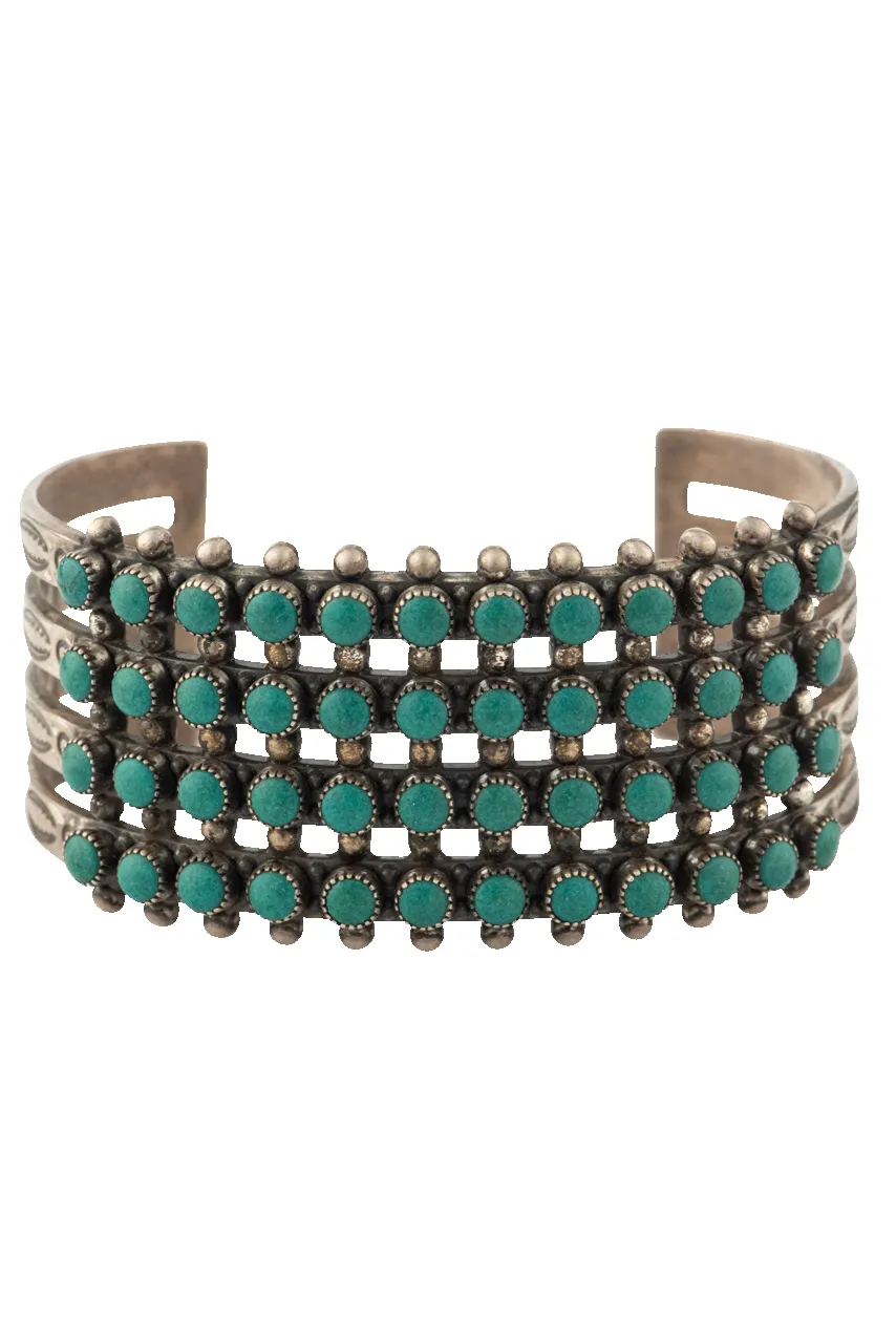 Sleeping Beauty Turquoise Studded Cuff Bracelet sold by Pinto Ranch