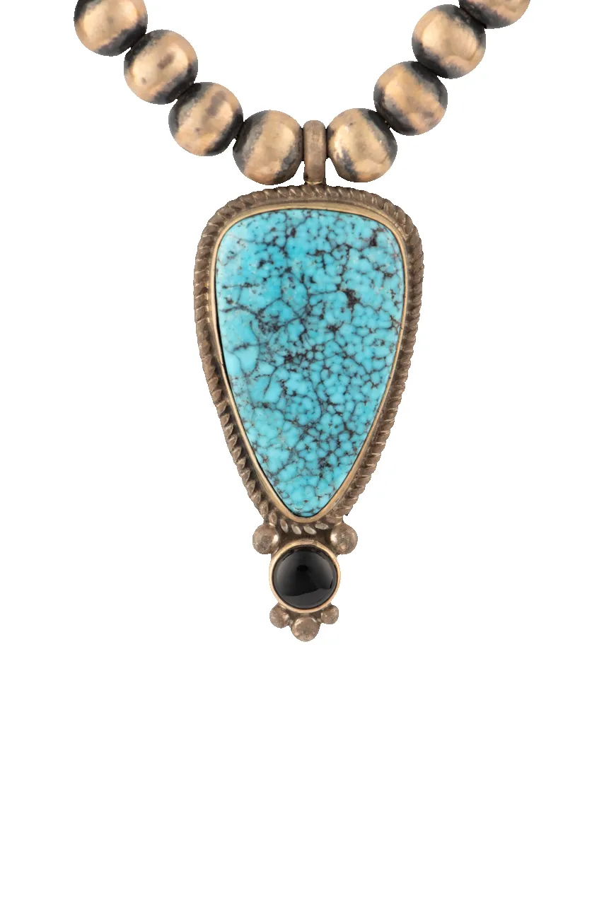 Black Onyx & Spiderweb Kingman Turquoise Necklace sold by Pinto Ranch product image thumbnail 4