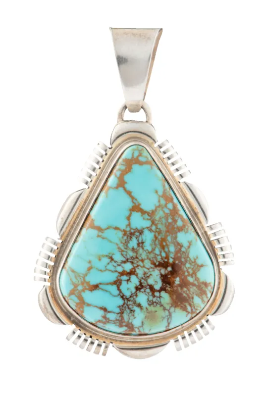 Turquoise & Silver Teardrop Pendant sold by Pinto Ranch