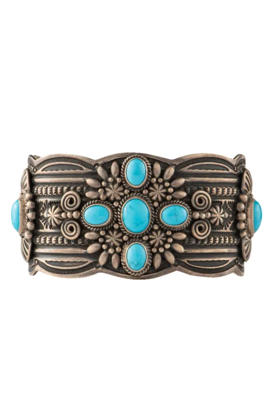 Turquoise & Silver Cuff Bracelet sold by Pinto Ranch