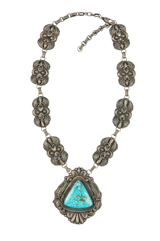 Birdseye Kingman Turquoise Silver Necklace sold by Pinto Ranch