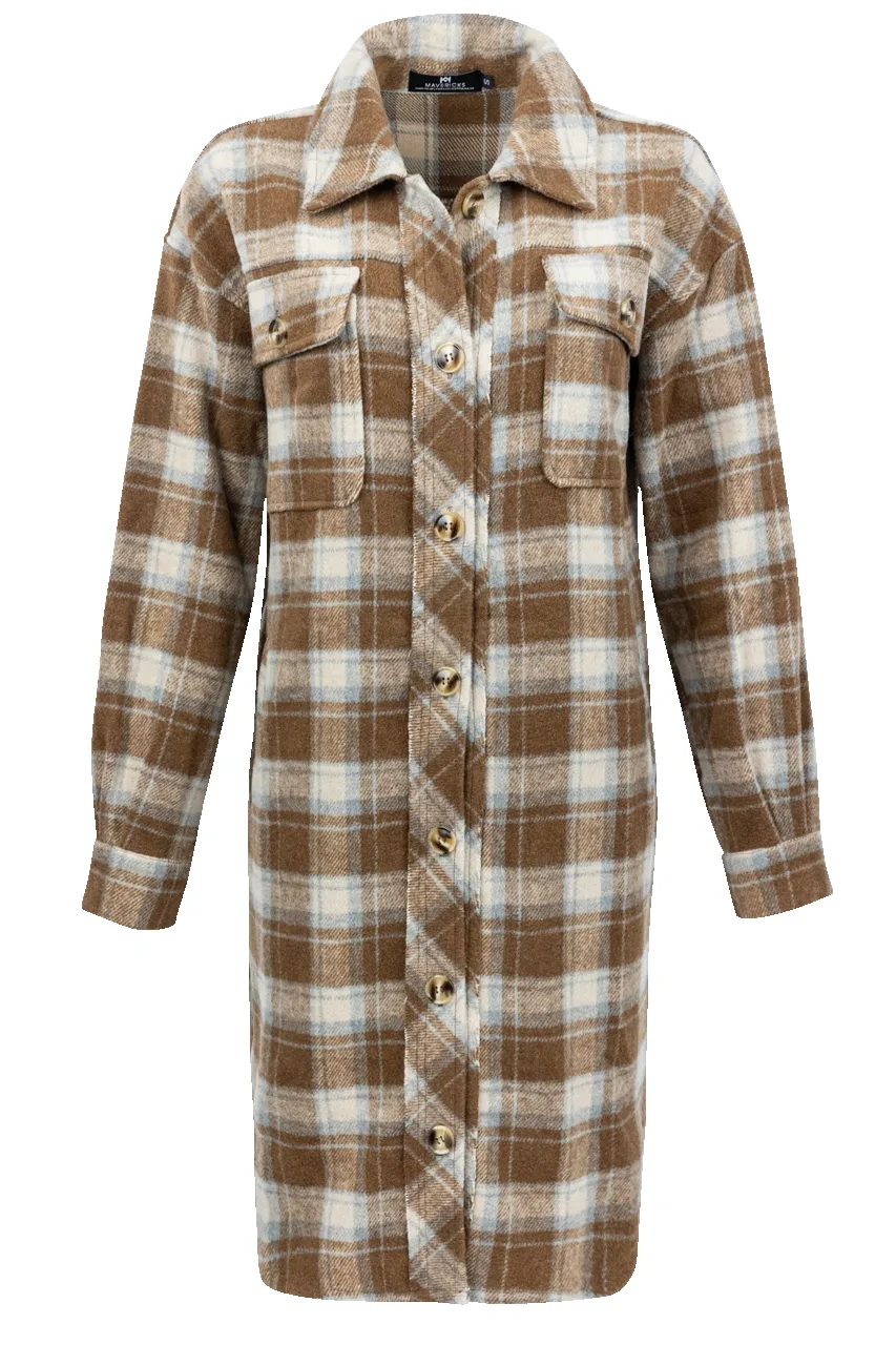Maverick's Brown Midi Flannel Dress sold by Pinto Ranch