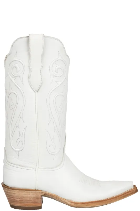 Black Jack Goat Leather Cowgirl Boots - White made by Pinto Ranch