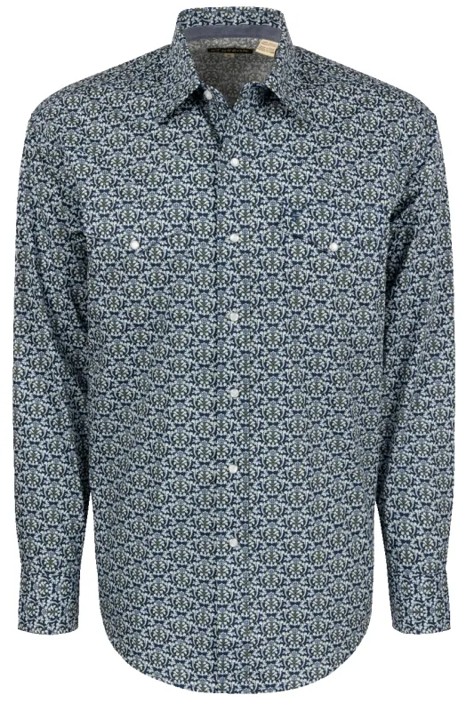 Stetson Men's Snap Front Shirt - Navy Medallion sold by Pinto Ranch
