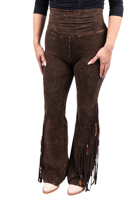 Pat Dahnke Brown Distressed Fringe Pants sold by Pinto Ranch