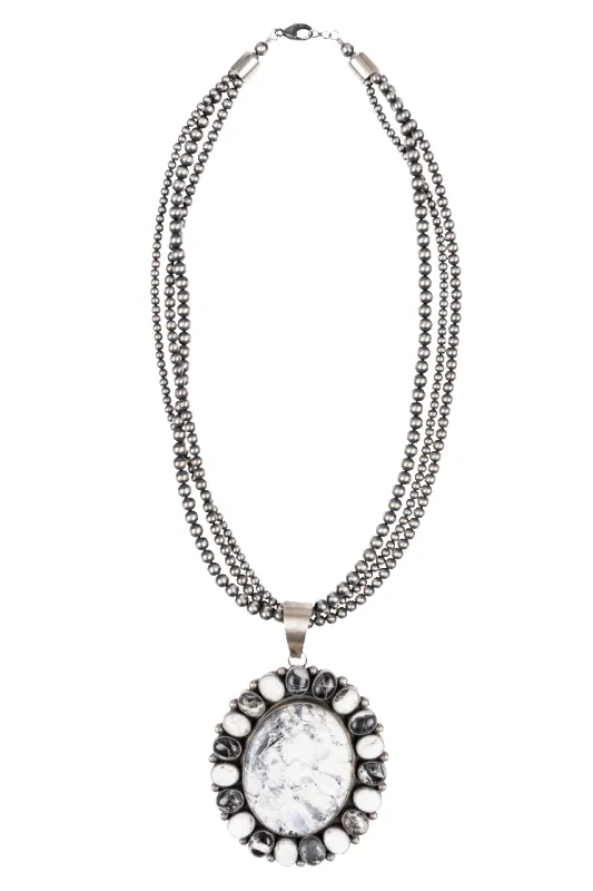 White Buffalo Turquoise Pendant Necklace sold by Pinto Ranch