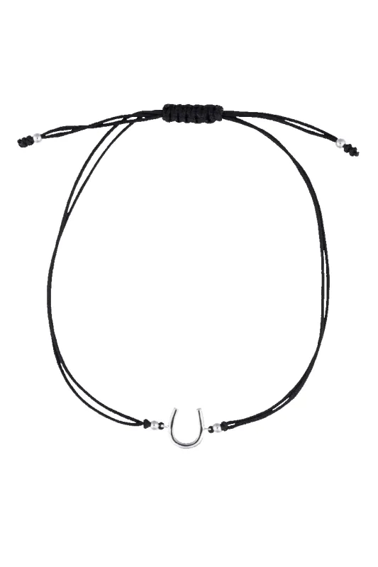 Karina Brez Lucky Horseshoe String Bracelet - White Gold sold by Pinto Ranch