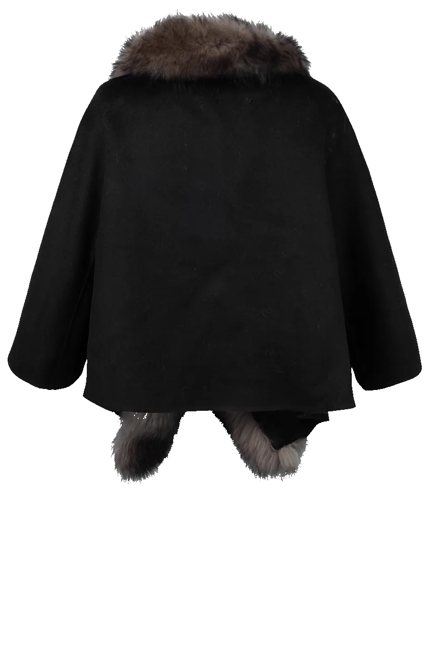 Pinto Ranch Cashmere & Fox Fur Cape - Black/Brown sold by Pinto Ranch product image thumbnail 2